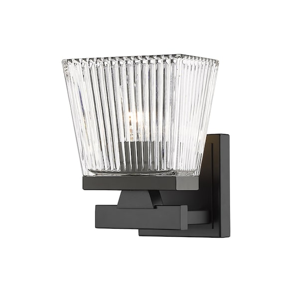Z-Lite Astor 1 Light Wall Sconce, Matte Black & Clear 1936-1S-MB - main